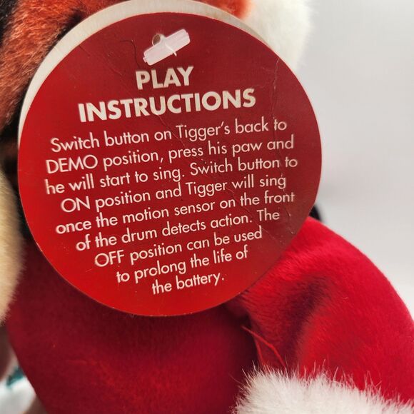 2001 Disney Store Tigger Drummer Plush 11.5" Musical Motion Activated Christmas - Picture 8 of 16
